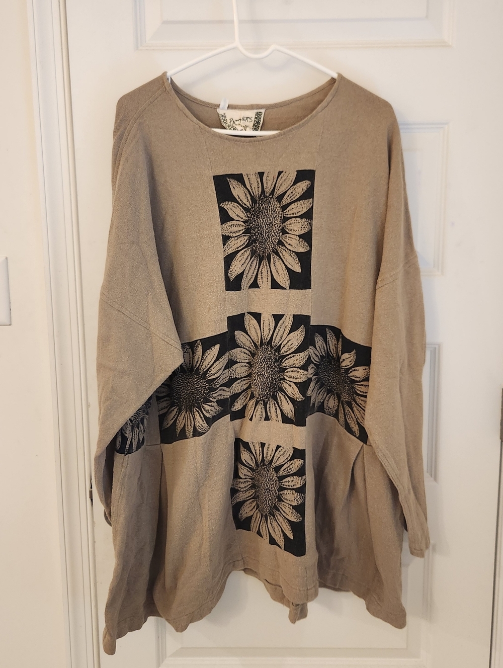 Partners Design Vtg Sunflower Oversized Long Sleeve Brown Top Size L #P1346 READ